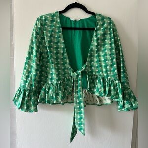 Tularosa green patterned top with tie